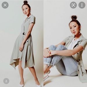 NWT J.O.A. Brand Chriselle X J.O.A. Asymmetrical Trench Dress  (Small Size)